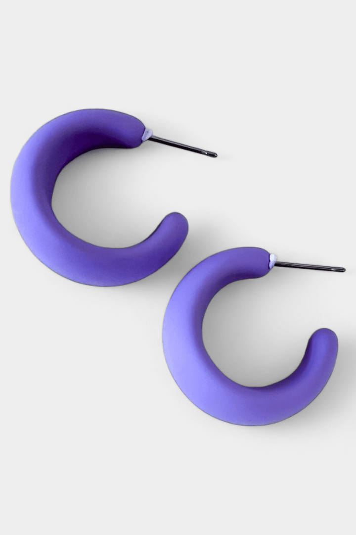 Purple Matte Hoop Earrings