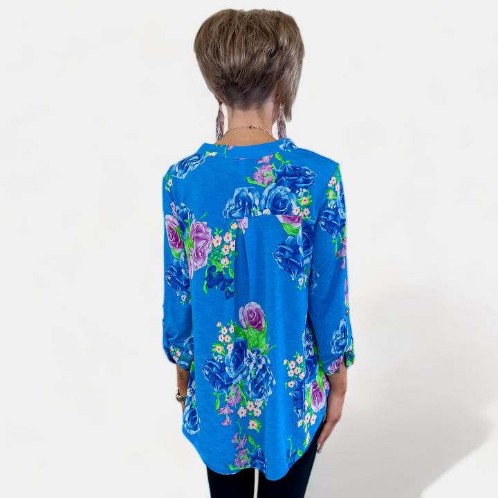 Blue Floral Lizzy Top