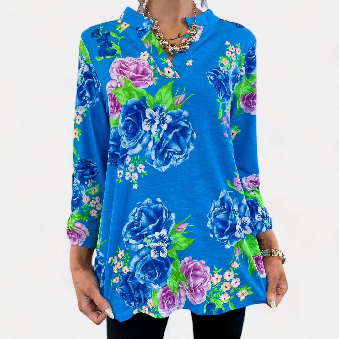 Blue Floral Lizzy Top