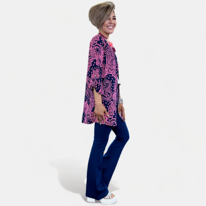 Navy & Pink Paisley Lizzy Cardigan