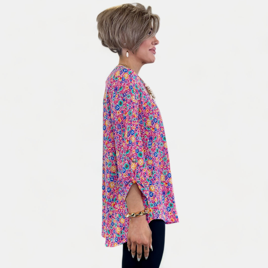 Hot Pink Floral Lizzy Top
