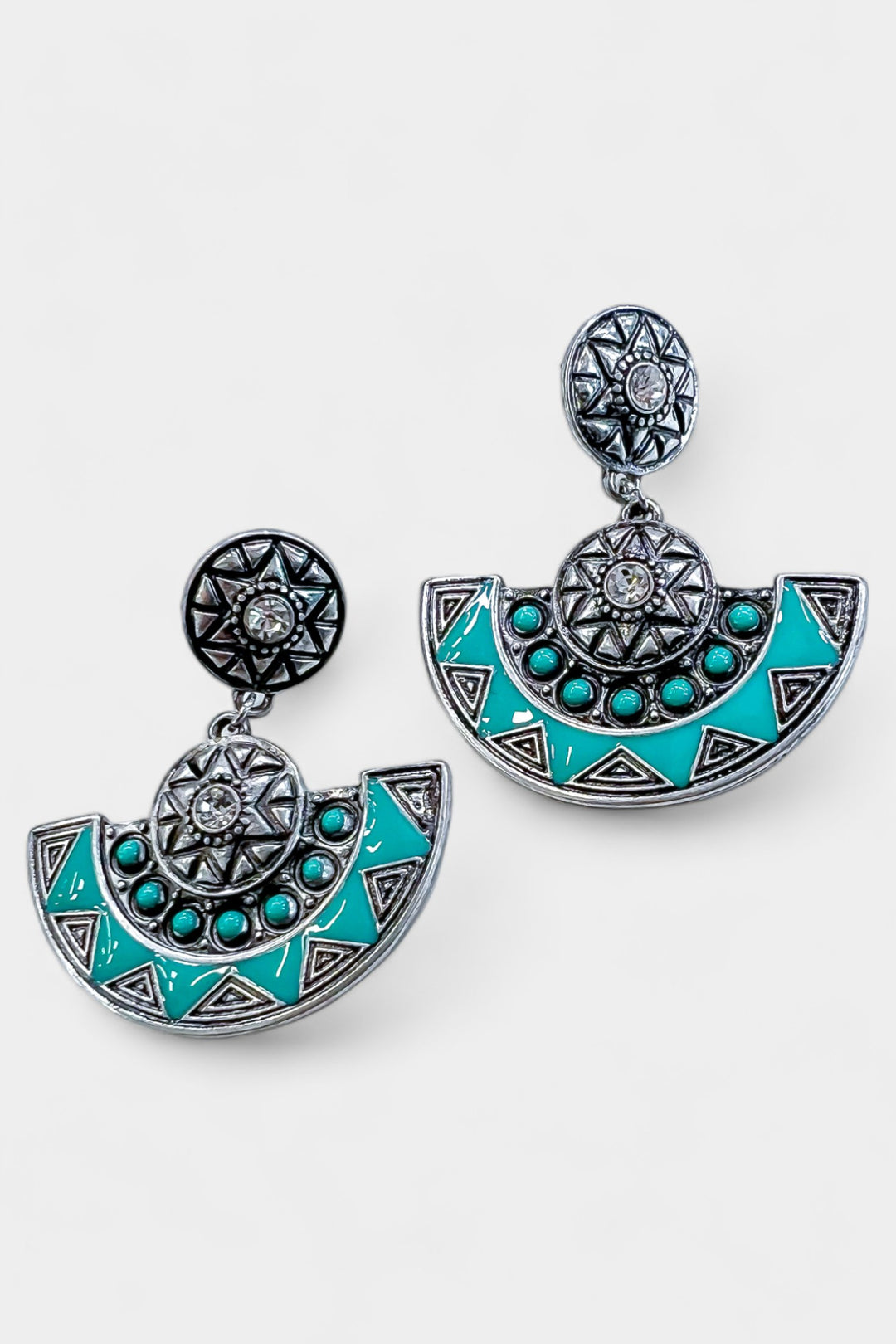 Turquoise Western Fan Earrings