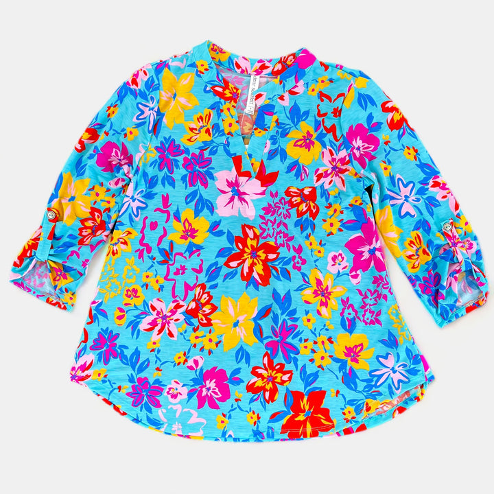 Blue Multi Floral Lizzy Top
