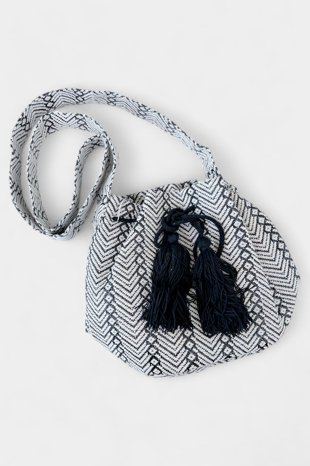 Black Aztec Boho Bucket Bag