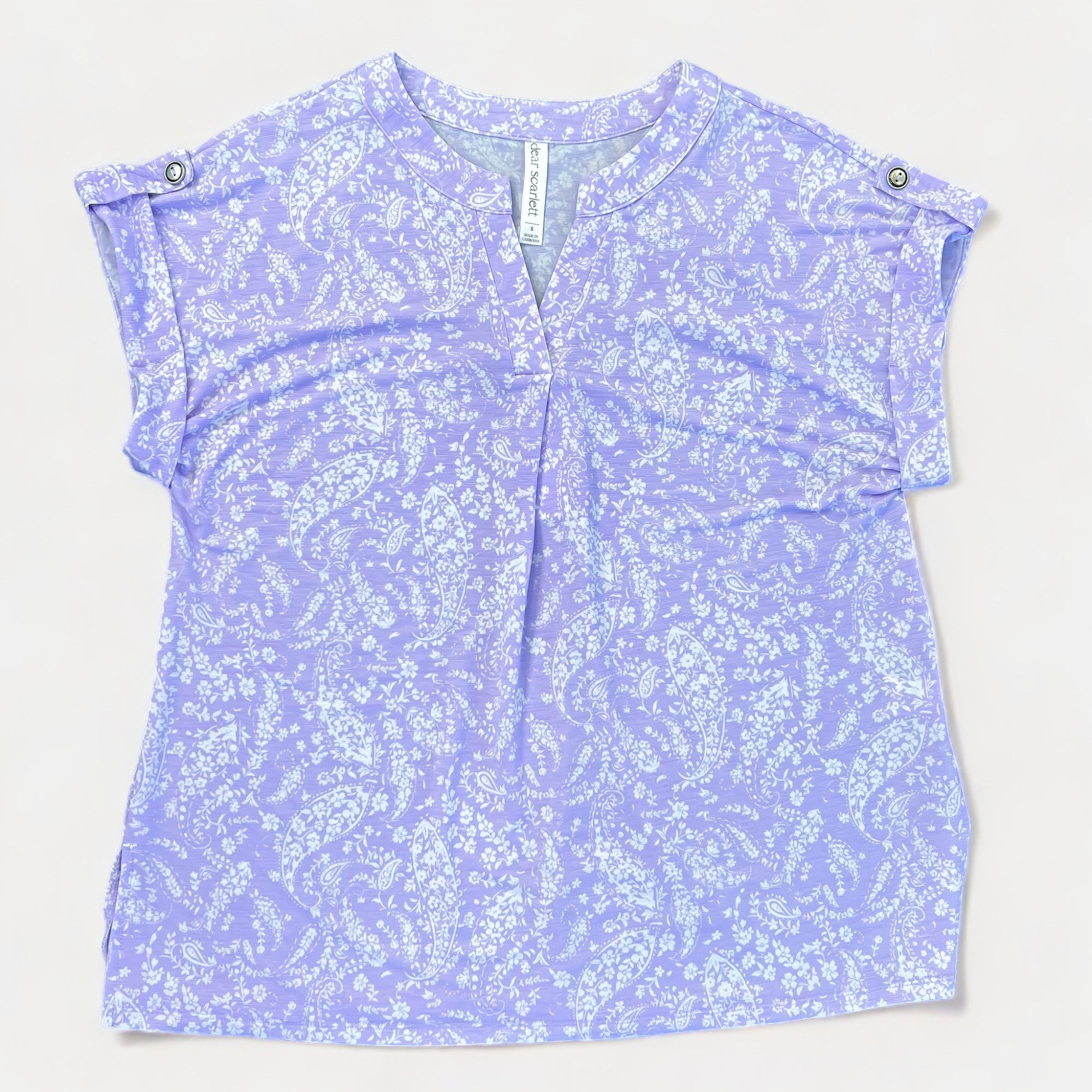 Lavender Paisley Lizzy Short Sleeve Top