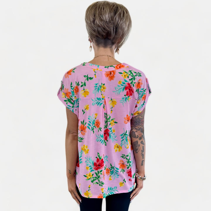 Blush Floral Lizzy Short Sleeve Top
