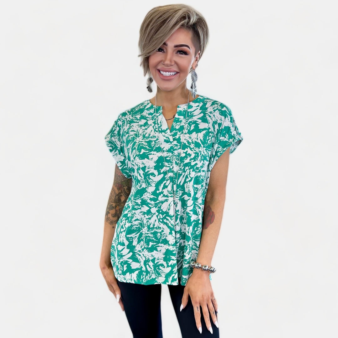 Emerald Abstract Lizzy Short Sleeve Top