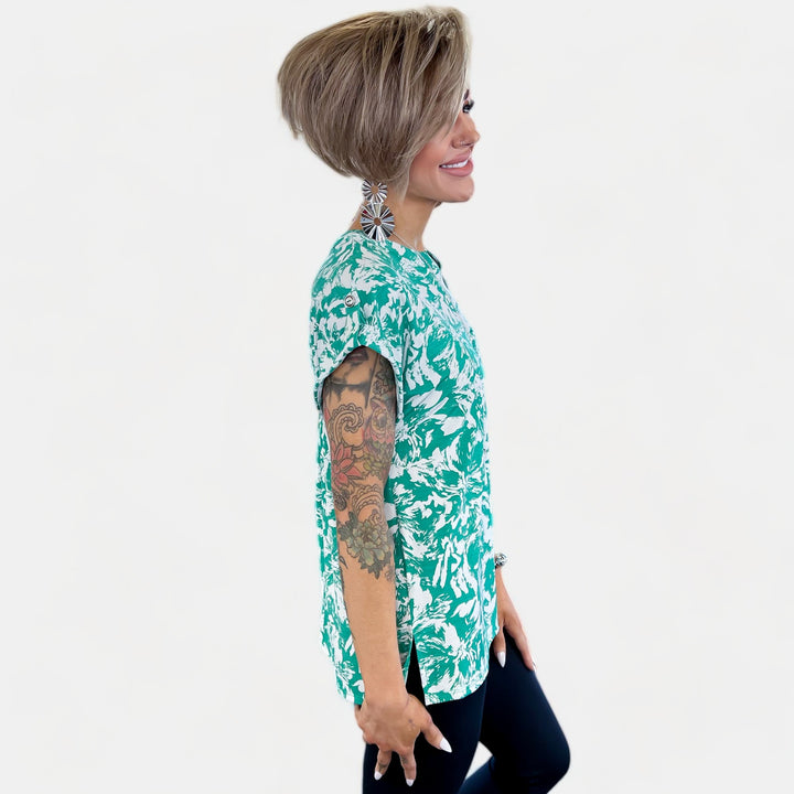 Emerald Abstract Lizzy Short Sleeve Top
