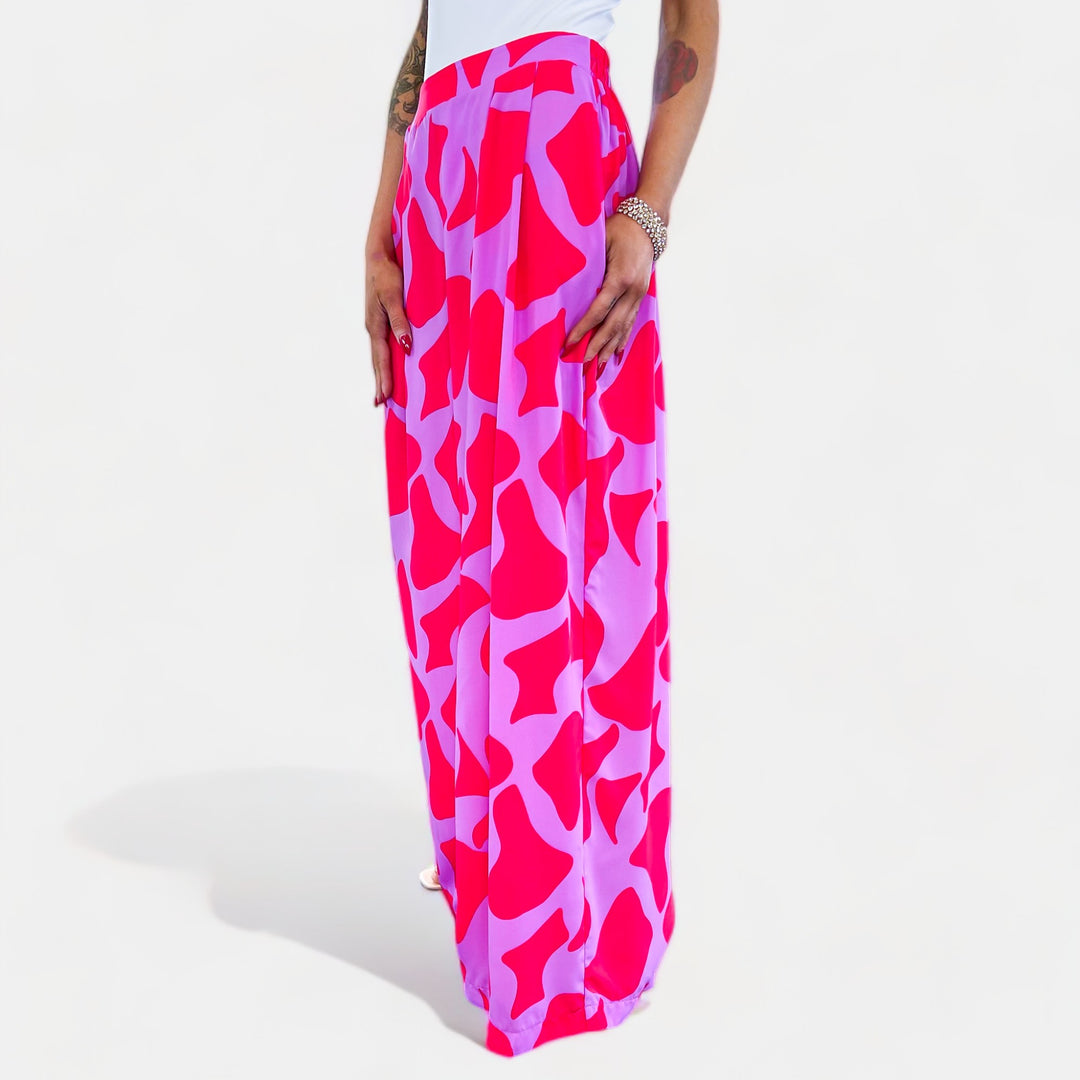 Lilac & Coral Geo Print Wide Leg Pants