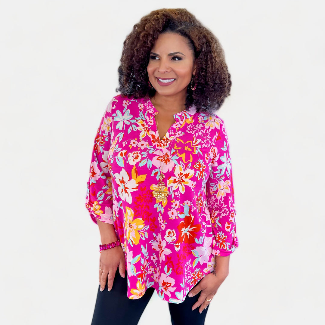 Pink Multi Floral Lizzy Top