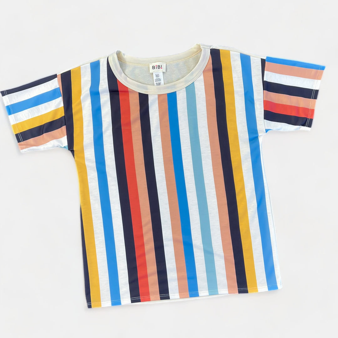 Multi Color Stripe Short Sleeve Top