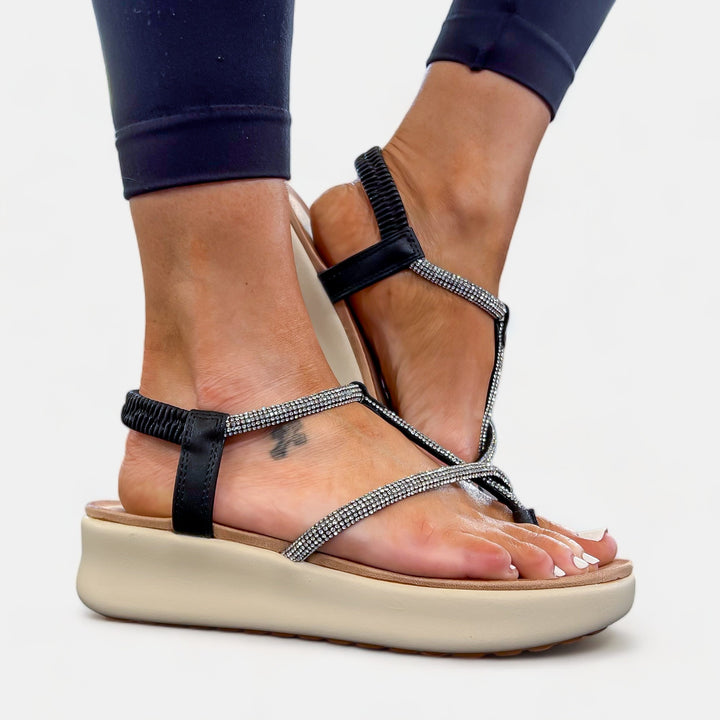 Rhinestone Comfort Sole Platform Sandals