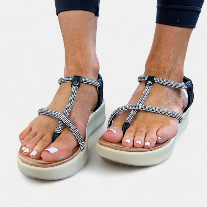 Rhinestone Comfort Sole Platform Sandals