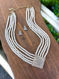 Crystal Pearl Necklace Set Wona Trading