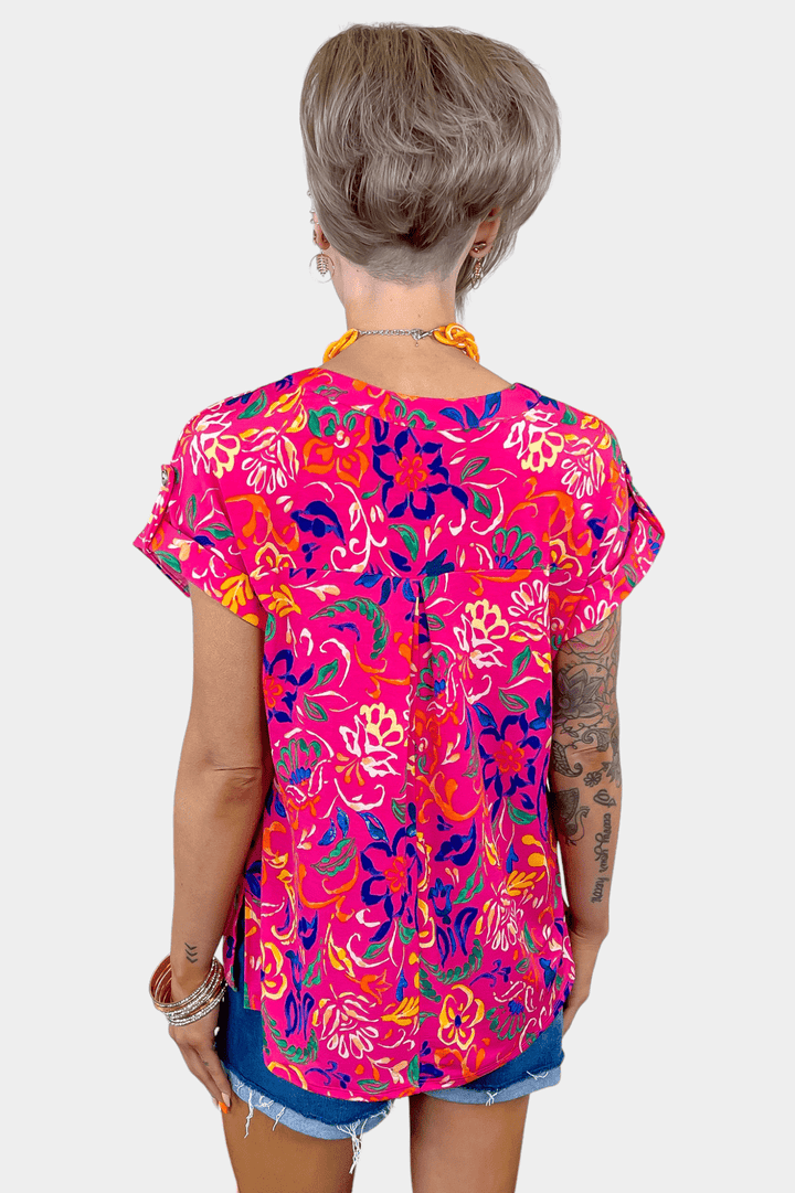 Pink Floral Lizzy Short Sleeve Top