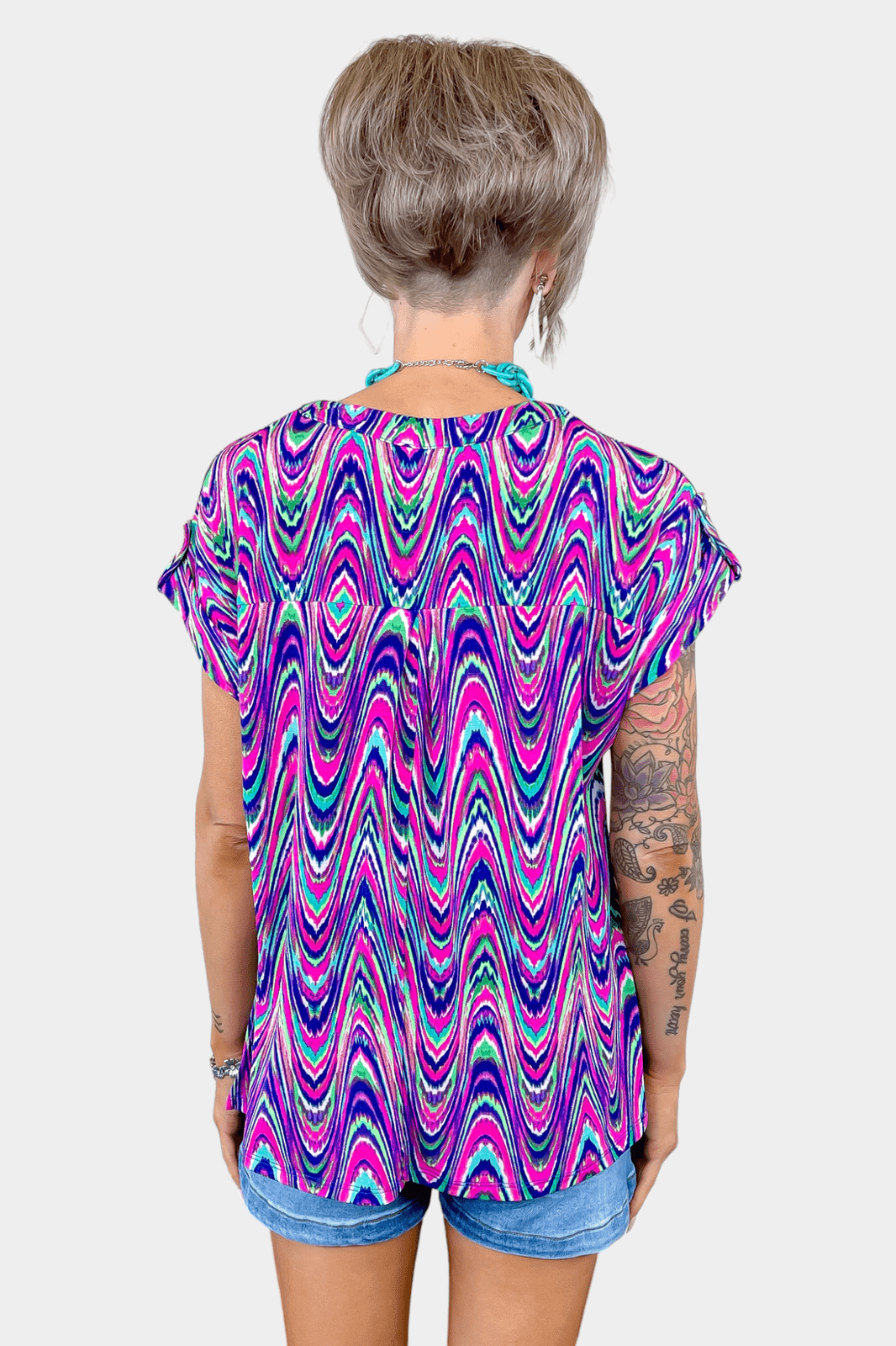 Multi Wave Lizzy Short Sleeve Top