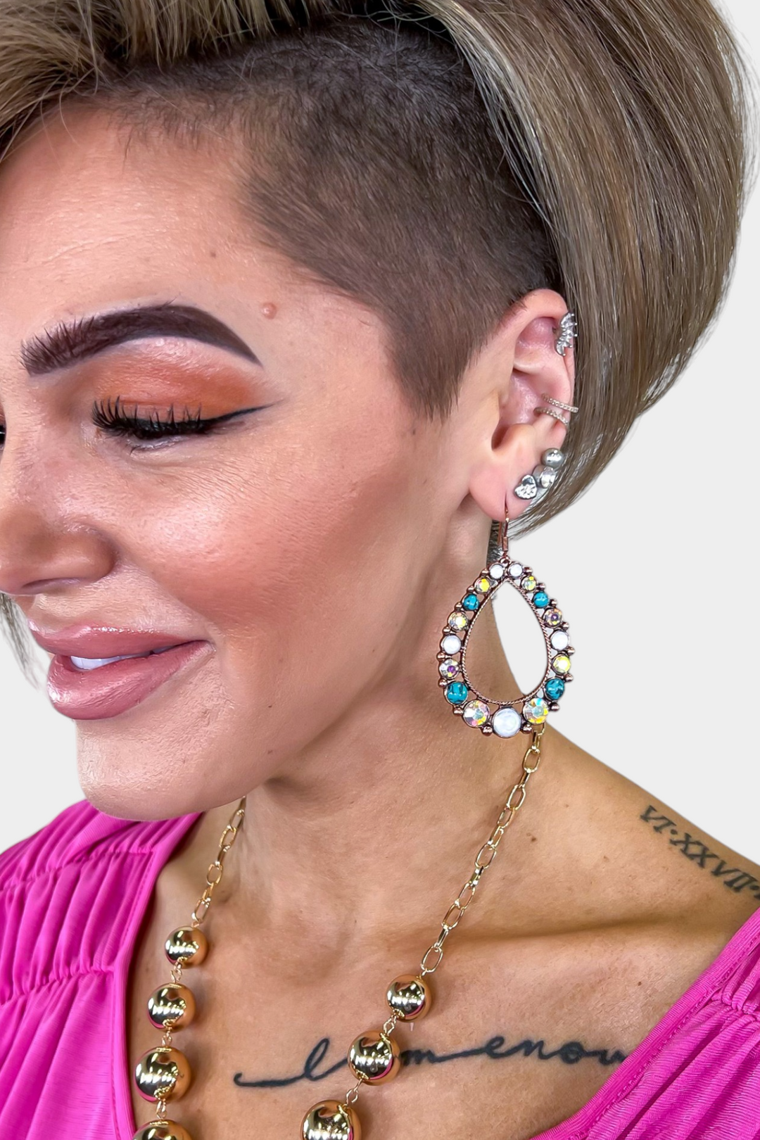 Copper Gemstone Teardrop Earrings