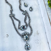 Crystal Chain Necklace Set | Silver Blandice Jewelry