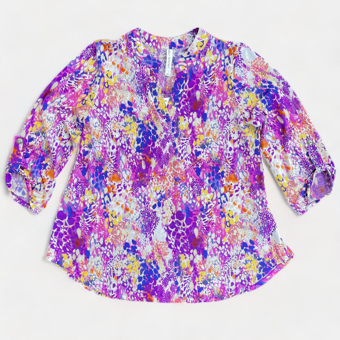 Purple Multi Abstract Animal Lizzy Top