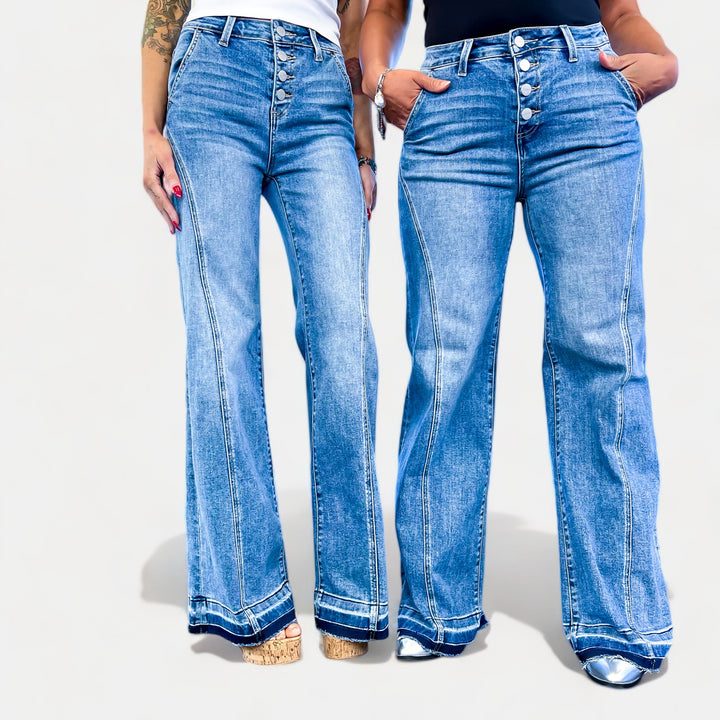 Medium Wash High Rise Wide Jeans