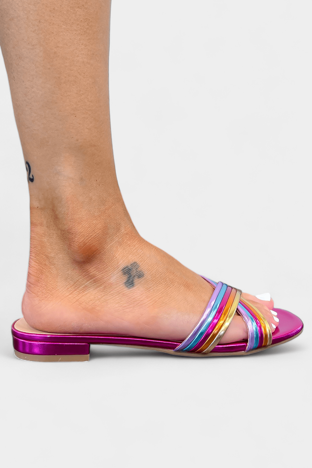 Multi Metallic Slip On Sandals