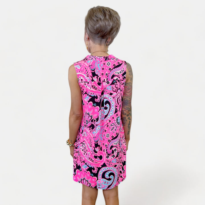 Black & Pink Paisley Lizzy Tank Dress