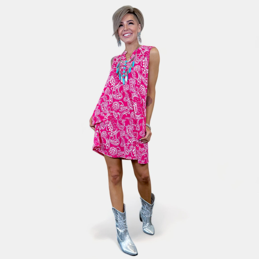 Hot Pink Paisley Lizzy Tank Dress