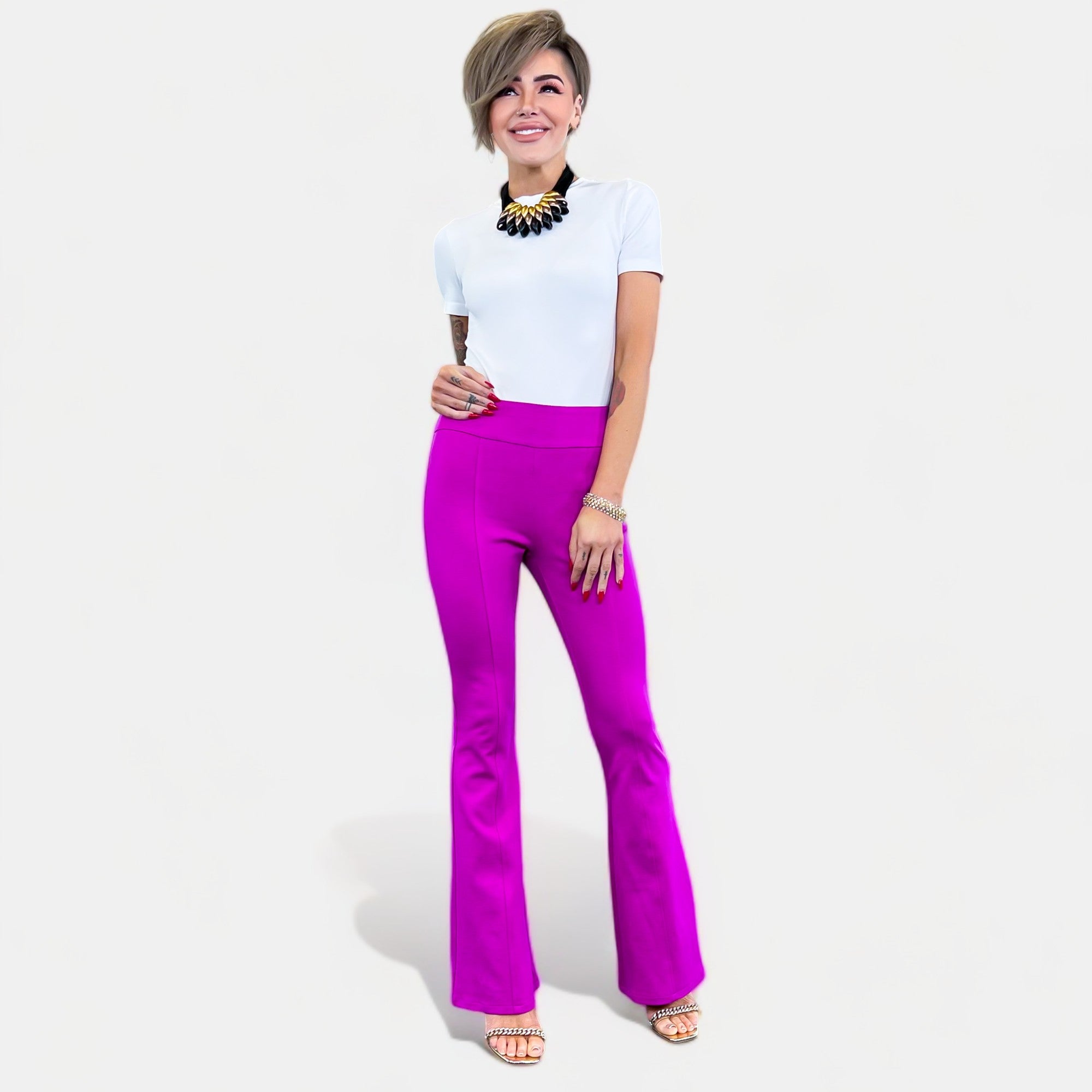 Magenta High Waisted Flare Pants – The ZigZag Stripe