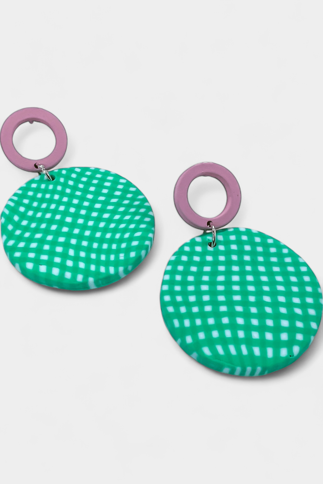 Green Checkered Polly Earrings