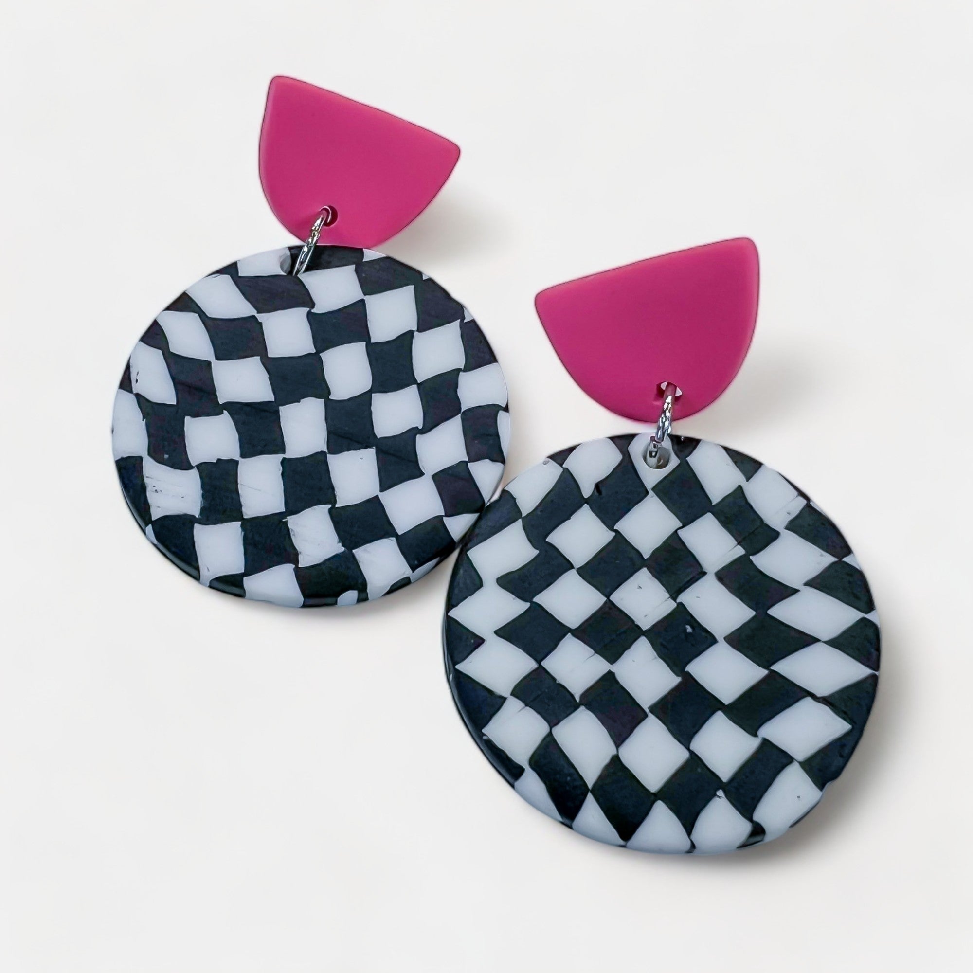 Black & White Checkered Polly Earrings