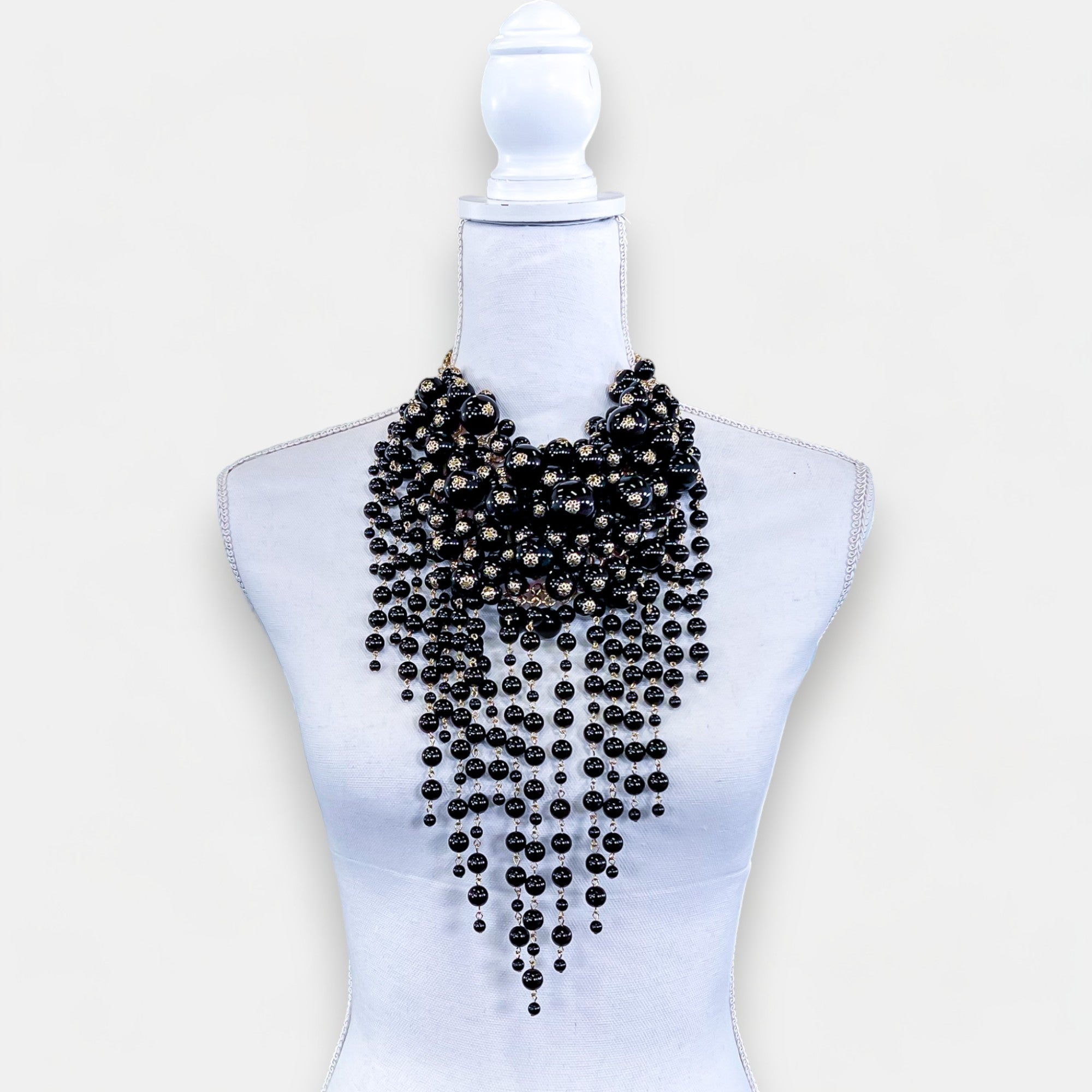 Black Pearl Bib Necklace