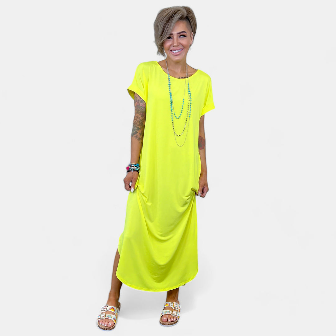 Neon Yellow Dolman Maxi Dress