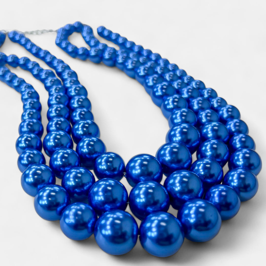 Blue Pearl Layer Necklace Set