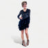 Black Sequin Feather Long Sleeve Dress
