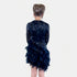 Black Sequin Feather Long Sleeve Dress