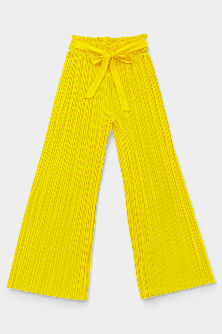 Yellow Pleated Wide Leg Pants