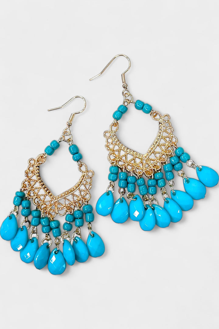 Turquoise Teardrop Stone Earrings
