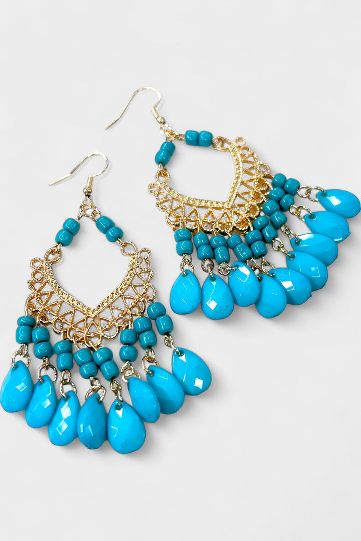 Turquoise Teardrop Stone Earrings
