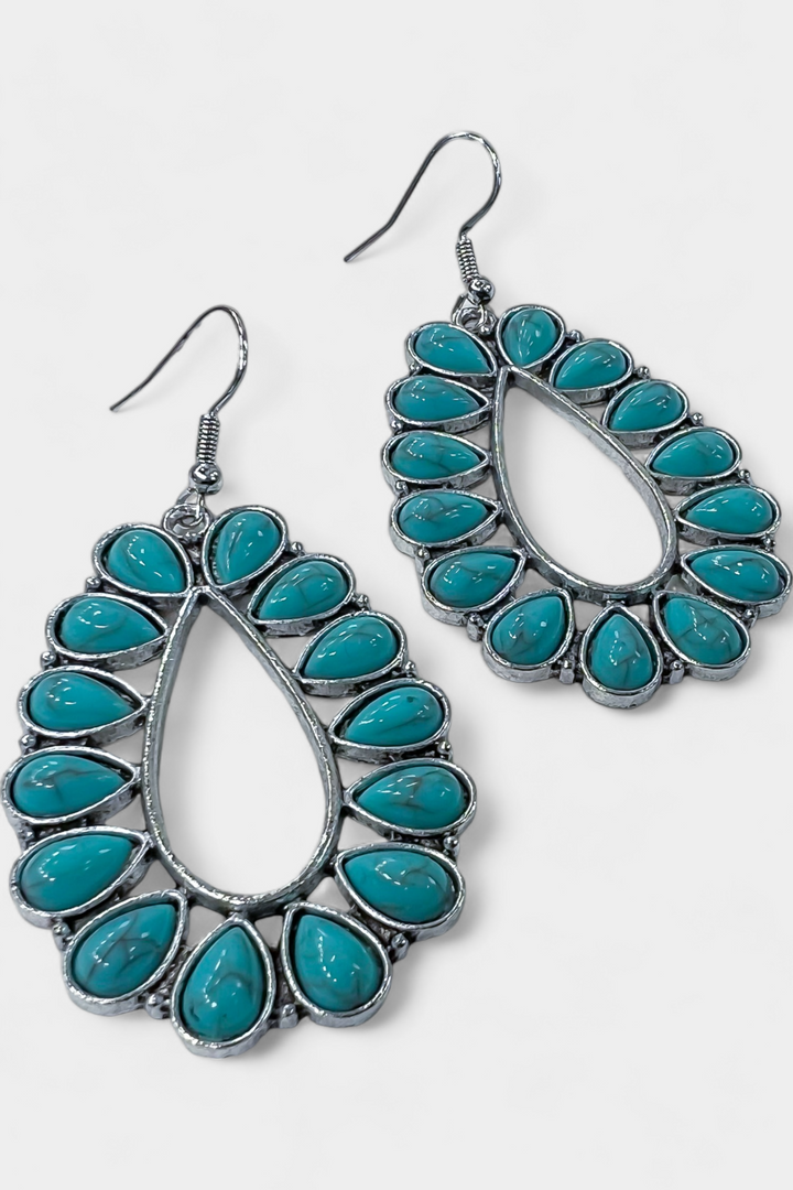 Turquoise Concho Stone Earrings