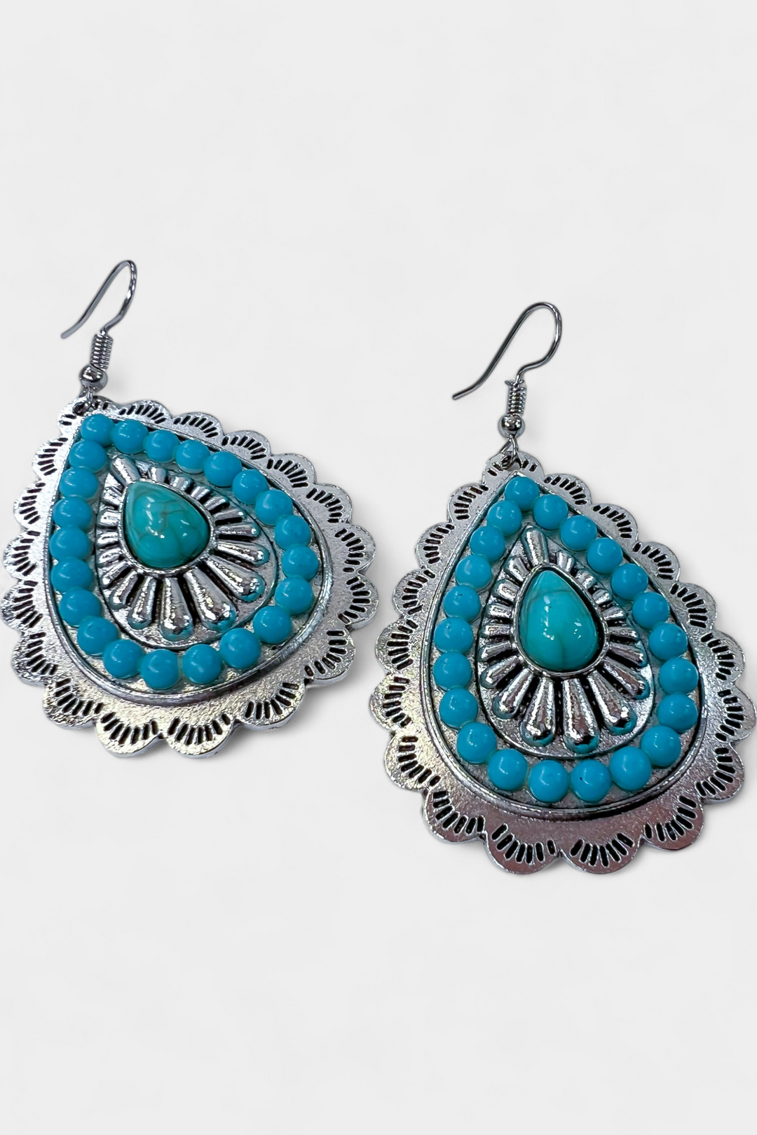 Turquoise Teardrop Western Stone Earrings