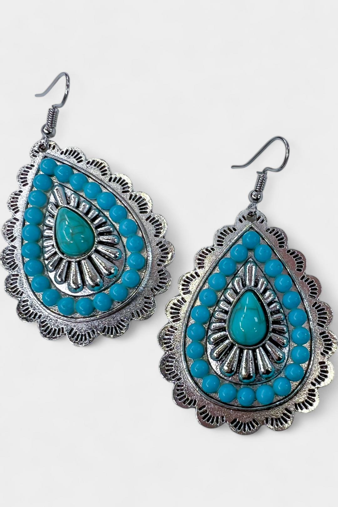 Turquoise Teardrop Western Stone Earrings