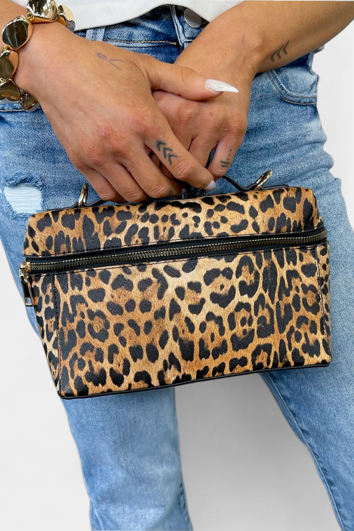 Leopard Box Crossbody Hand Bag