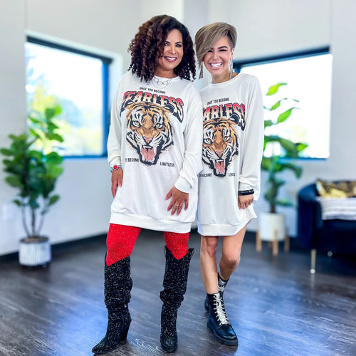 Ivory Tiger Sweatshirt Dress Avery Apparel