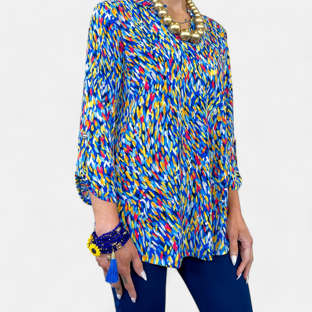 Royal Multi Abstract Lizzy Top