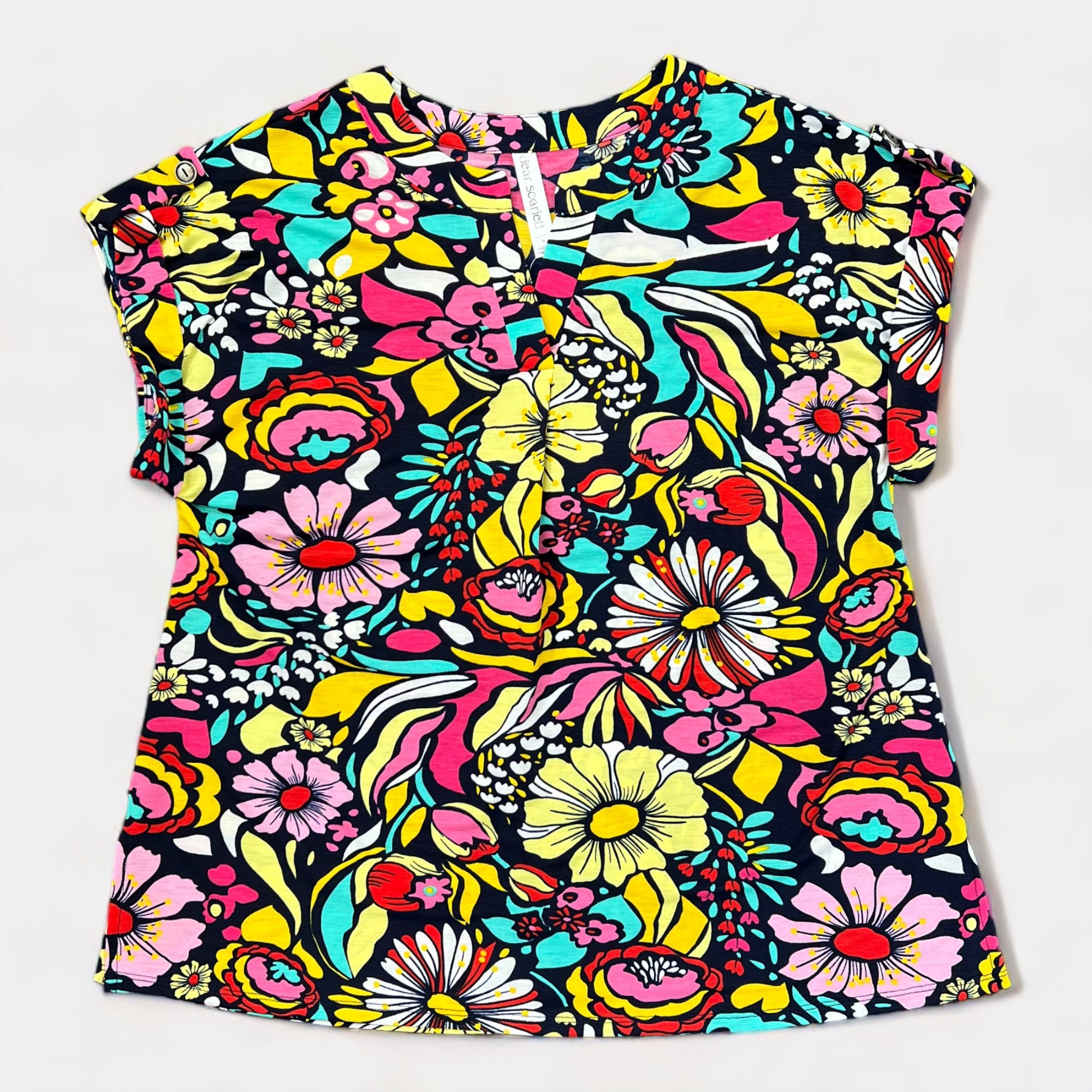 Navy Floral Lizzy Short Sleeve Top