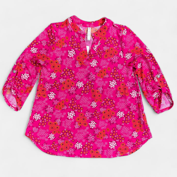 Magenta Daisy Patchwork Lizzy Top