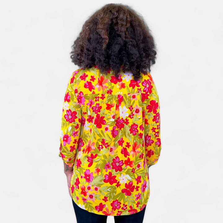 Yellow Multi Flower Lizzy Top