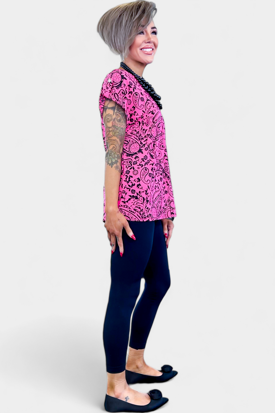 Pink Paisley Lizzy Short Sleeve Top