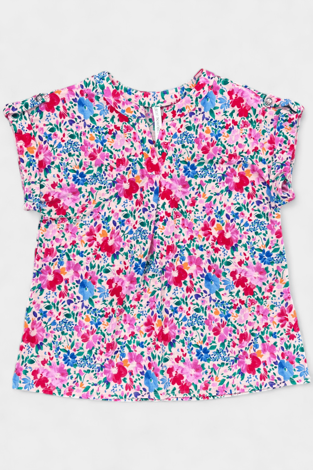 Magenta Multi Floral Lizzy Short Sleeve Top