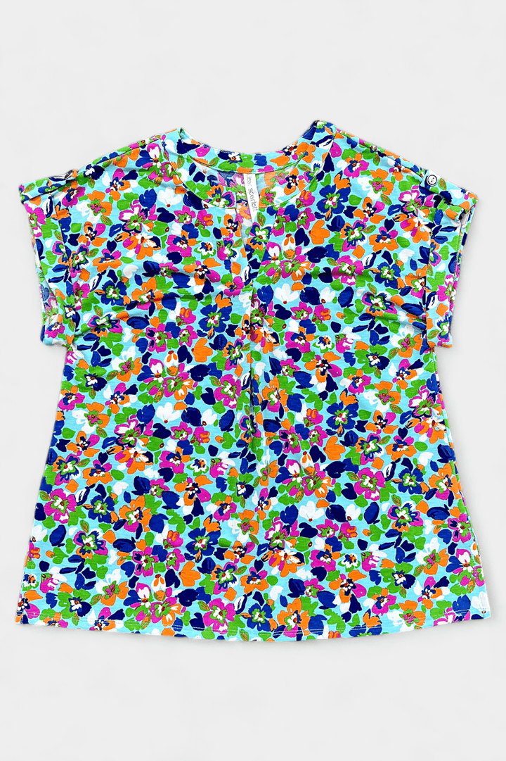 Mint Multi Abstract Lizzy Short Sleeve Top